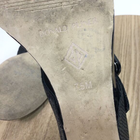 Donald Pliner Womens Ofelia Python Print Open Toe Wedge Sandals Shoes Black 7.5M - Picture 7 of 10